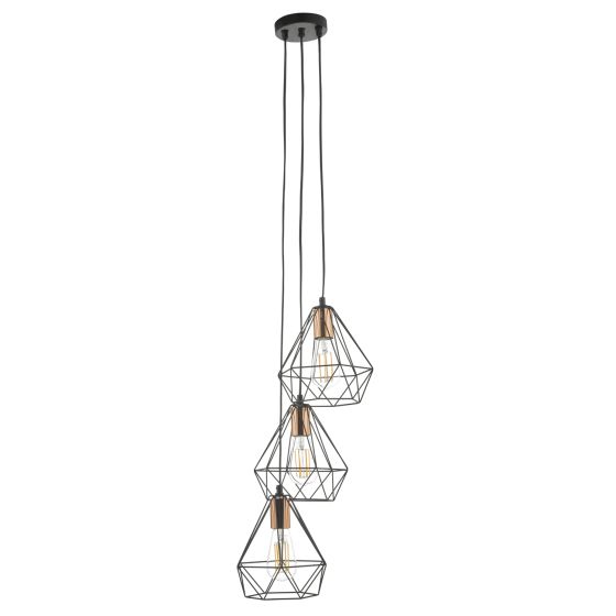 Där Lighting Deyon 3 Light Cluster Pendant Black & Copper