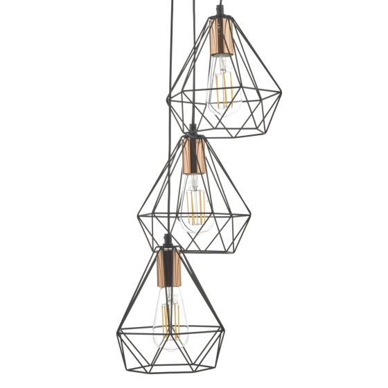 Där Lighting Deyon 3 Light Cluster Pendant Black & Copper
