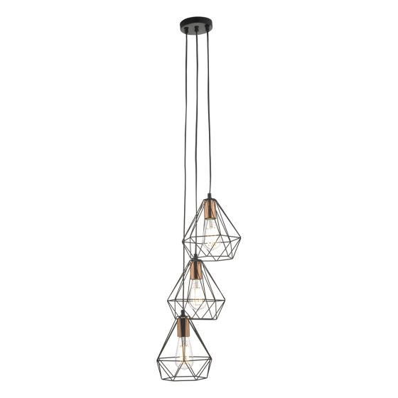 där lighting Deyon 3 Light Cluster Pendant Black & Copper