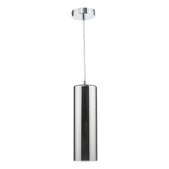 Där Lighting Diaz Pendant Smoked Glass And Polished Chrome