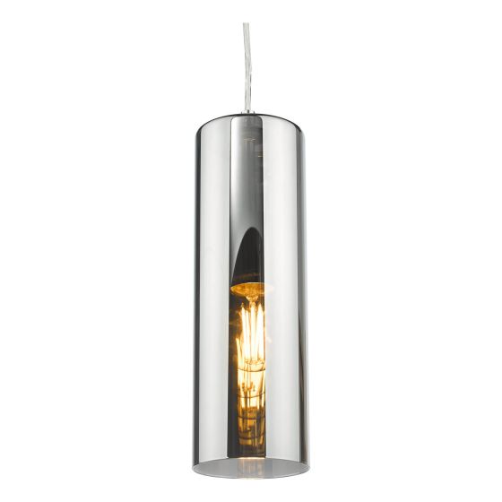 Där Lighting Diaz Pendant Smoked Glass And Polished Chrome
