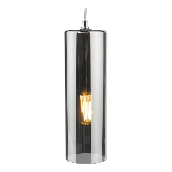Där Lighting Diaz Pendant Smoked Glass And Polished Chrome