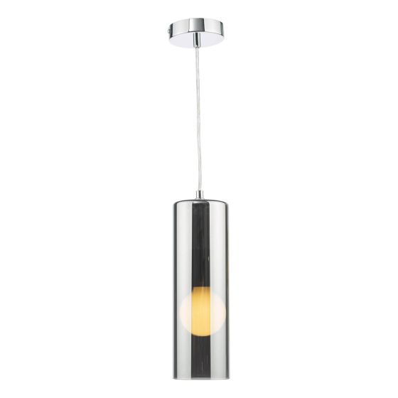 där lighting Diaz Pendant Smoked Glass and Polished Chrome