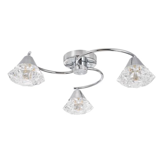 Där Lighting Dilys 3 Light Semi-Flush Polished Chrome