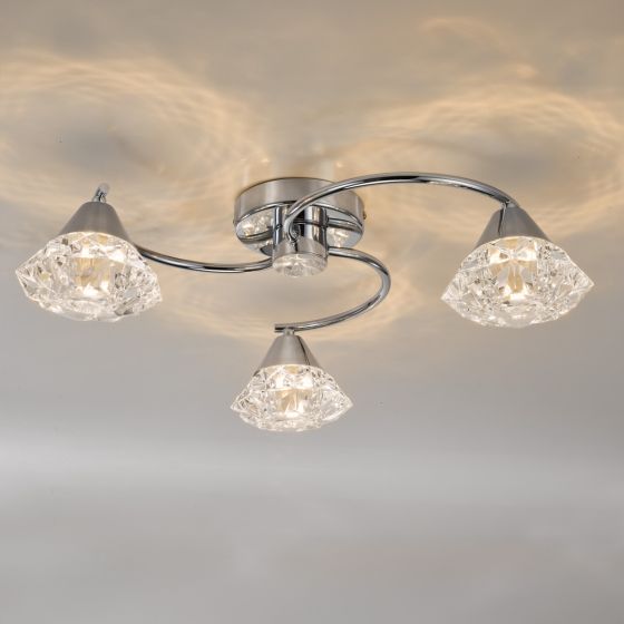 Där Lighting Dilys 3 Light Semi-Flush Polished Chrome