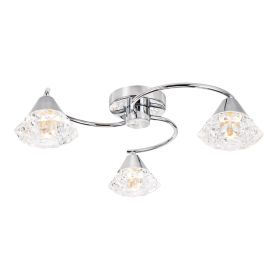 där lighting Dilys 3 Light Semi-Flush Polished Chrome