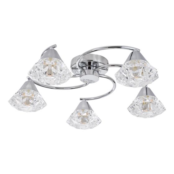 Där Lighting Dilys 5 Light Semi-Flush Polished Chrome