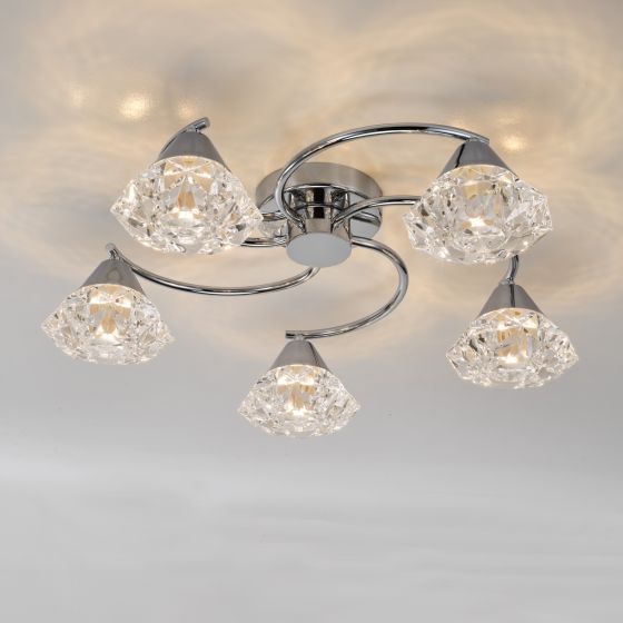 Där Lighting Dilys 5 Light Semi-Flush Polished Chrome