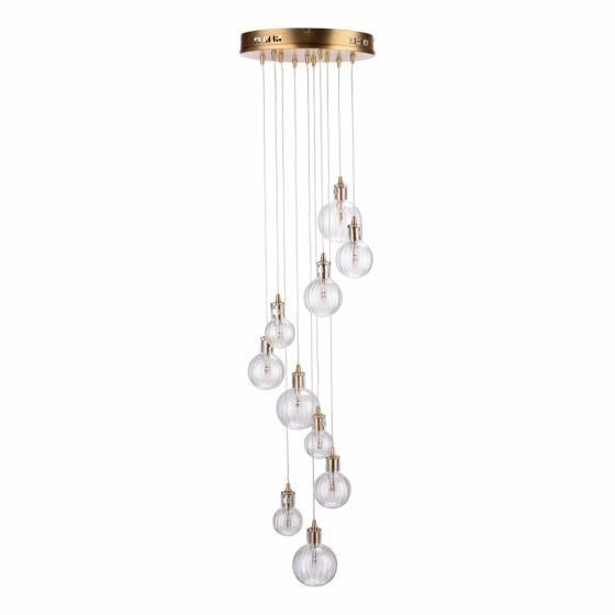 Där Lighting Dita 10 Light Cluster Pendant Brass & Glass