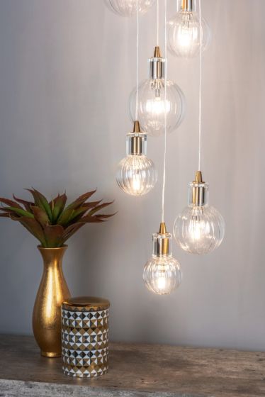 Där Lighting Dita 10 Light Cluster Pendant Brass & Glass