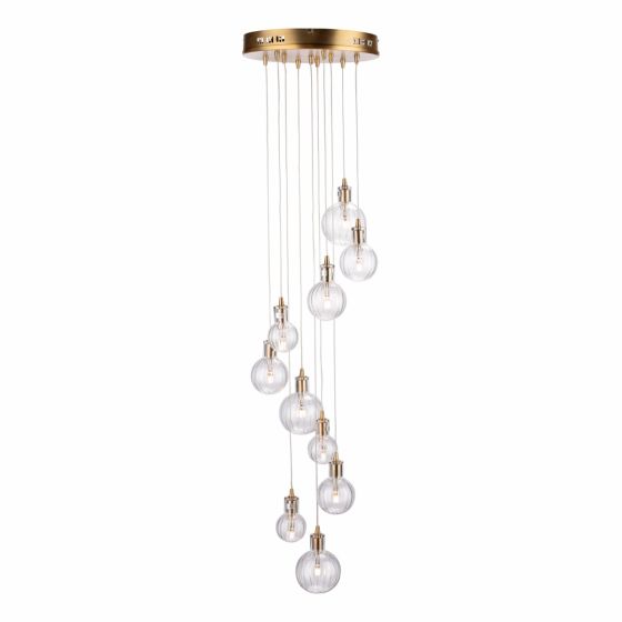 där lighting Dita 10 Light Cluster Pendant Brass & Glass