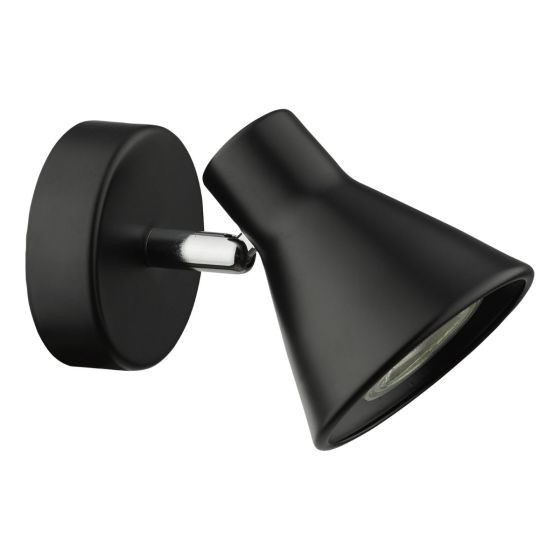 Där Lighting Diza Single Wall Spotlight Matt Black Polished Chrome