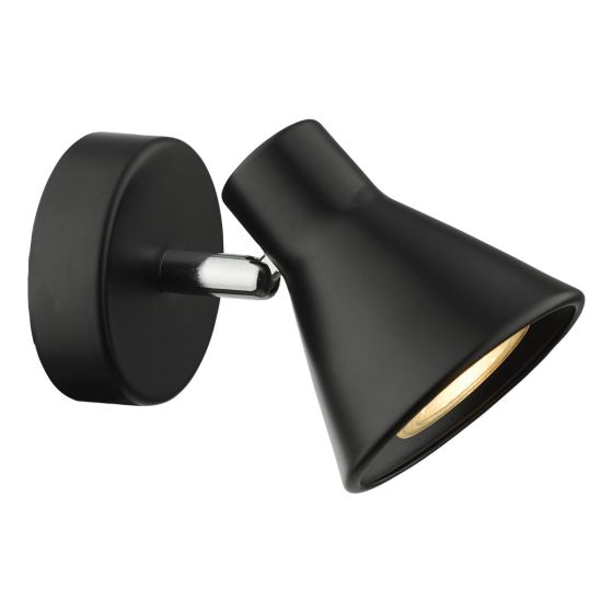 där lighting Diza Single Wall Spotlight Matt Black Polished Chrome