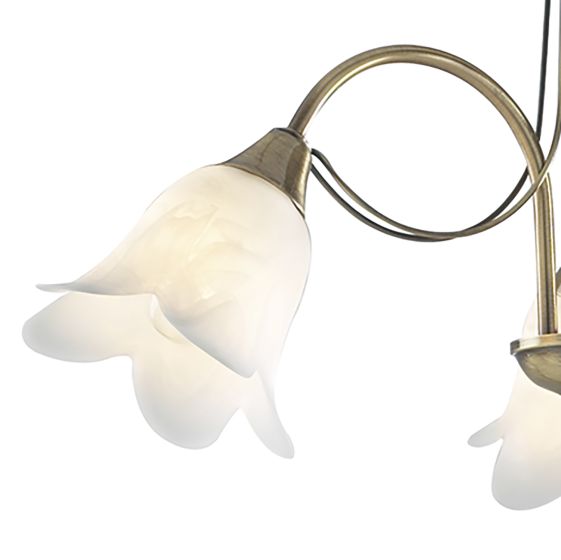 Där Lighting Doublet 3 Light Semi Flush Antique Brass Complete With Alabaster Glass