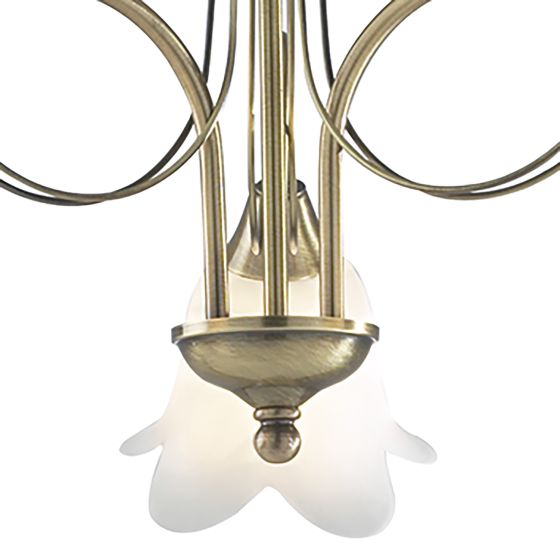 där lighting Doublet 3 Light Semi Flush Antique Brass complete with Alabaster Glass