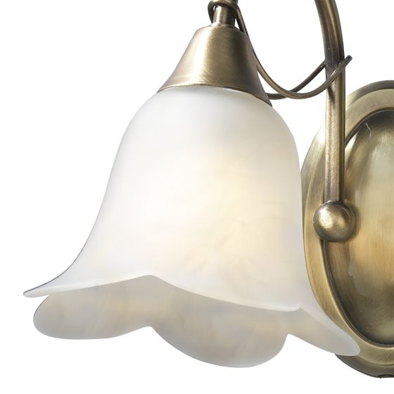 Där Lighting Doublet Double Wall Bracket Antique Brass Complete With Alabaster Glass