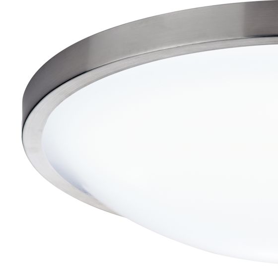 Där Lighting Dover Bathroom Flush Satin Chrome White Acrylic IP44