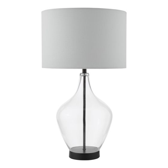Där Lighting Drago Table Lamp Glass And Matt Black With Shade