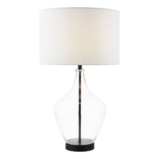 där lighting Drago Table Lamp Glass and Matt Black With Shade