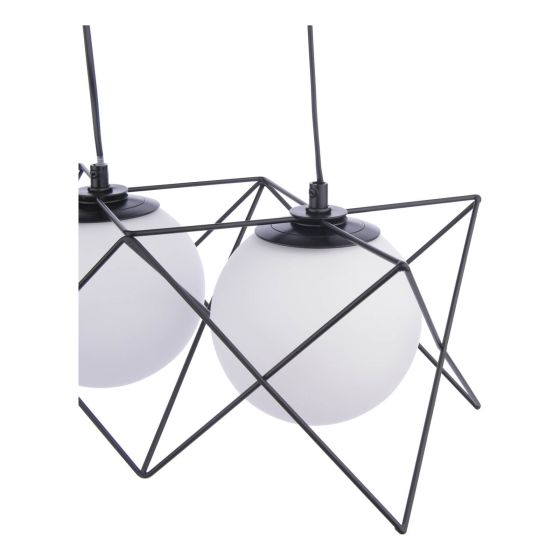 Där Lighting Dreyson 3 Light Bar Pendant Matt Black And Opal Glass