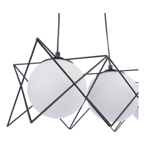 Där Lighting Dreyson 3 Light Bar Pendant Matt Black And Opal Glass