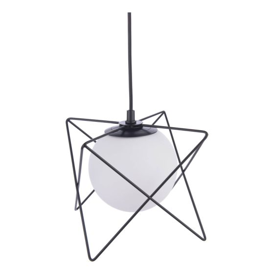 Där Lighting Dreyson Pendant Matt Black And Opal Glass