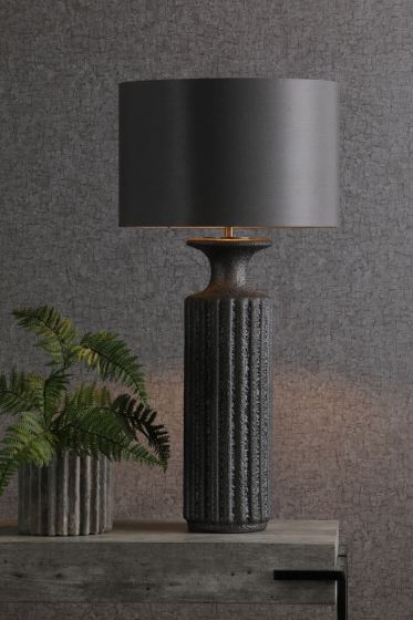 Där Lighting Dugan Table Lamp Black Volcanic Glaze With Shade