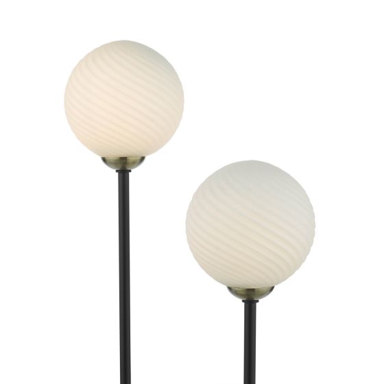 Där Lighting Duo 2 Light Table Lamp Antique Brass And Opal Glass