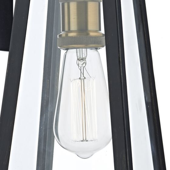där lighting Duval Outdoor Wall Light Black Glass IP43