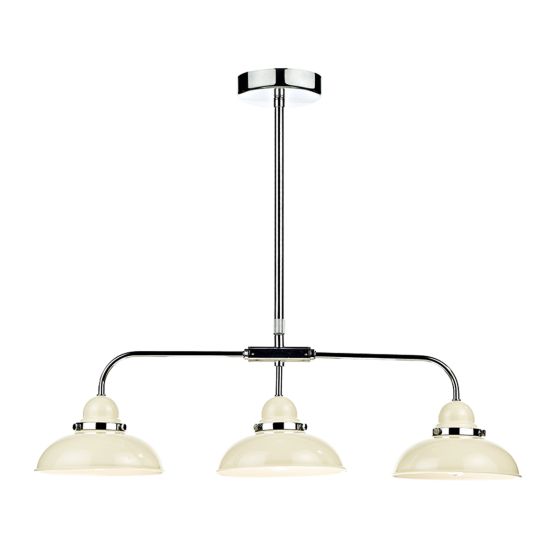 Där Lighting Dynamo 3 Light Bar Pendant Cream And Polished Chrome
