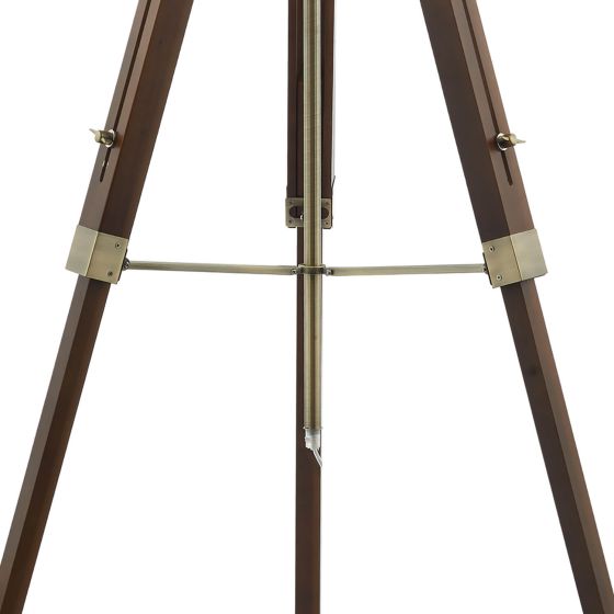 Där Lighting Easel Tripod Floor Lamp Dark Wood Antique Brass With Shade