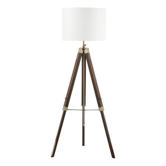 där lighting Easel Tripod Floor Lamp Dark Wood Antique Brass With Shade