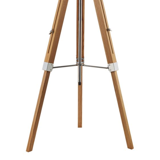 Där Lighting Easel Tripod Floor Lamp Light Wood Polished Chrome With Shade