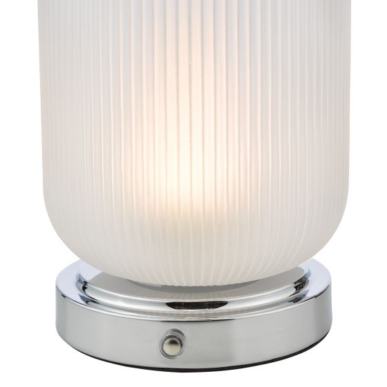 Där Lighting Echo Rechargeable Table Lamp Polished Chrome And Ribbed Glass LED