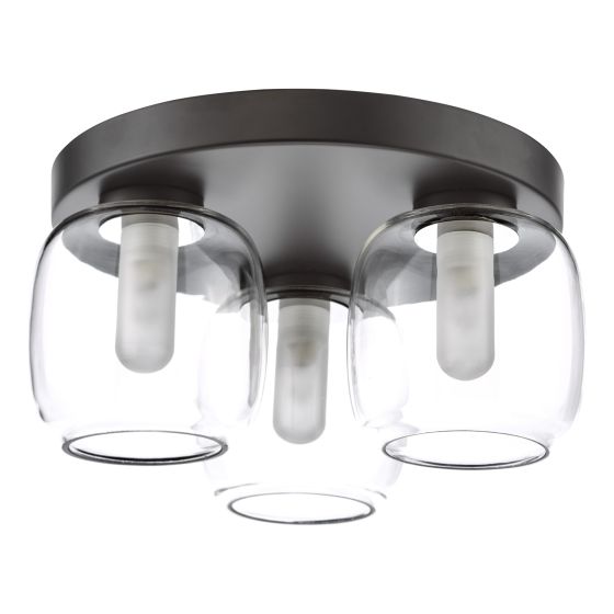 Där Lighting Edaline 3 Light Semi-Flush Matt Black And Glass IP44