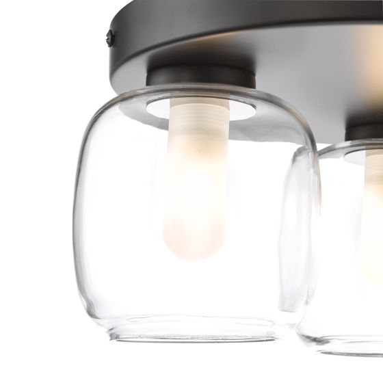 Där Lighting Edaline 3 Light Semi-Flush Matt Black And Glass IP44