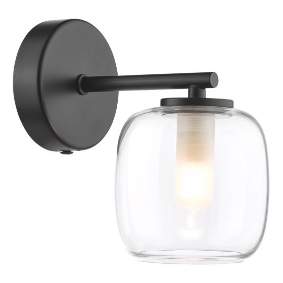 Där Lighting Edaline Wall Light Matt Black And Glass IP44