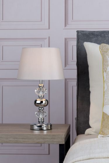Där Lighting Edith Touch Table Lamp Polished Chrome With Shade