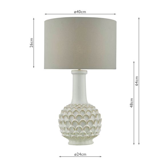 Där Lighting Edlyn Table Lamp White Reactive Glaze With Shade