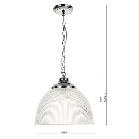 Där Lighting Edna Pendant Ribbed Glass Polished Chrome