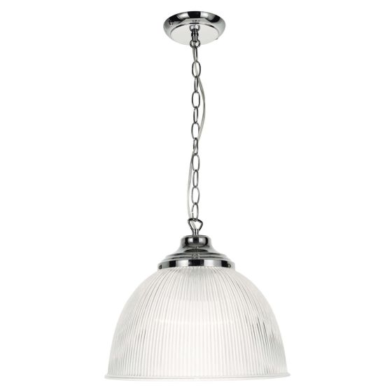 där lighting Edna Pendant Ribbed Glass Polished Chrome
