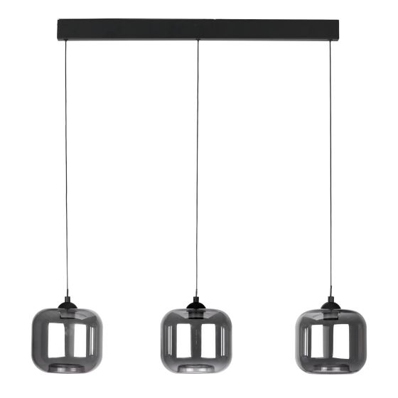 Där Lighting Eileen 3 Light Bar Pendant Matt Black And Smoked Glass LED