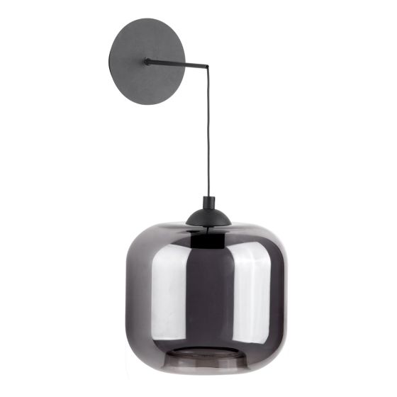 Där Lighting Eileen Pendant/Wall Light Matt Black And Smoked Glass LED