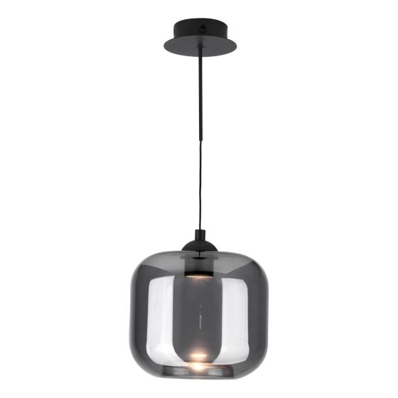 Där Lighting Eileen Pendant/Wall Light Matt Black And Smoked Glass LED