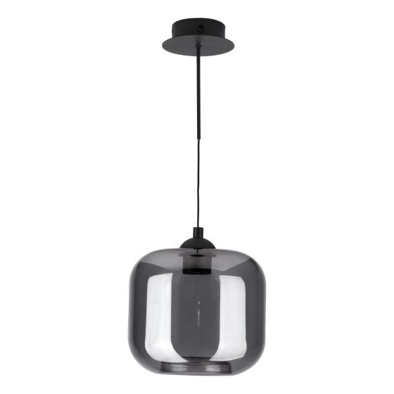 Där Lighting Eileen Pendant/Wall Light Matt Black And Smoked Glass LED