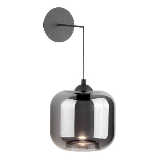 där lighting Eileen Pendant/Wall Light Matt Black and Smoked Glass LED