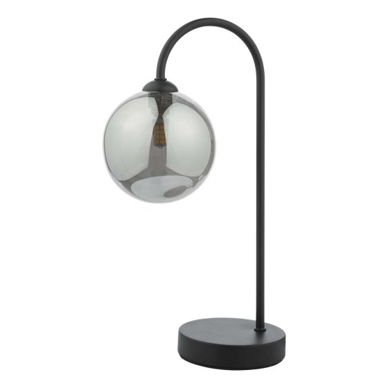 Där Lighting Eissa 1 Light Touch Table Lamp Matt Black Smoked Glass