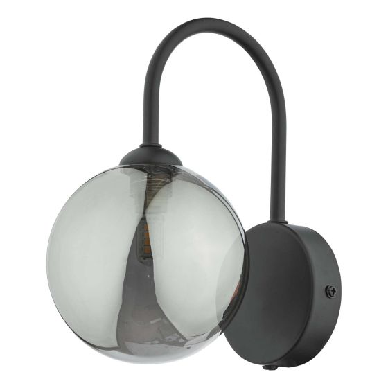 Där Lighting Eissa Wall Light Matt Black Smoked Glass