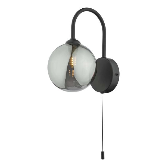 Där Lighting Eissa Wall Light Matt Black Smoked Glass