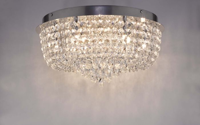 Där Lighting Eitan 9 Light Beaded Flush Clear And Polished Chrome